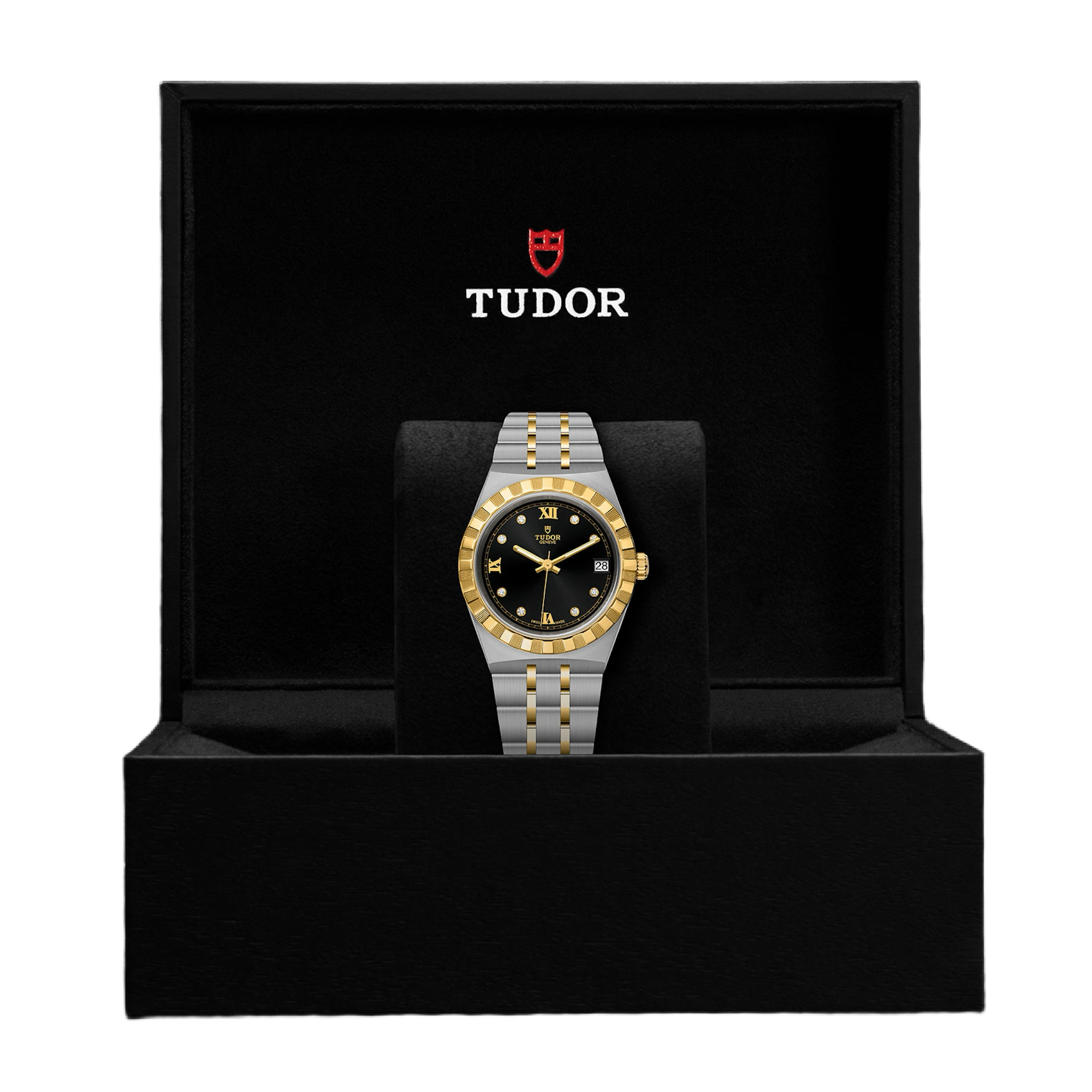 TUDOR Watch TUDOR Royal, 34mm Black Diamond Dial, Two-Tone Yellow Gold Bracelet (M28403-0005)
