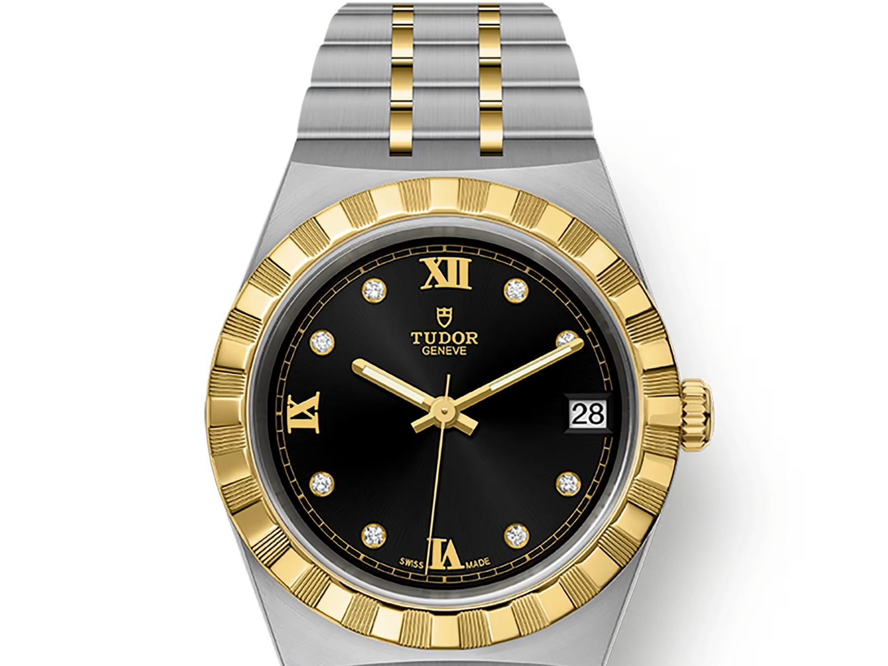 TUDOR Watch TUDOR Royal, 34mm Black Diamond Dial, Two-Tone Yellow Gold Bracelet (M28403-0005)