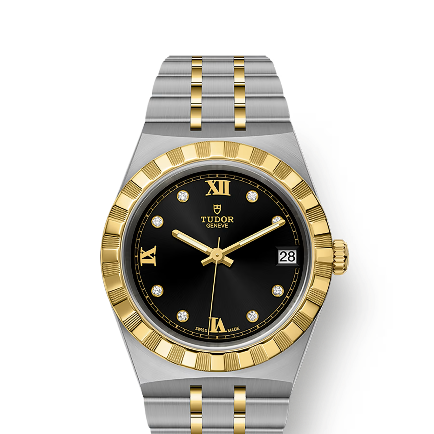 TUDOR Watch TUDOR Royal, 34mm Black Diamond Dial, Two-Tone Yellow Gold Bracelet (M28403-0005)