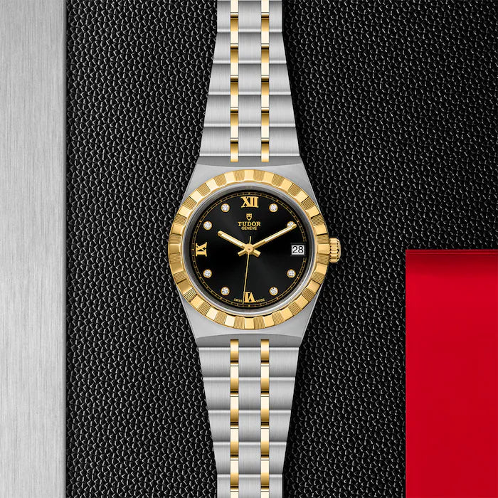 TUDOR Watch TUDOR Royal, 34mm Black Diamond Dial, Two-Tone Yellow Gold Bracelet (M28403-0005)