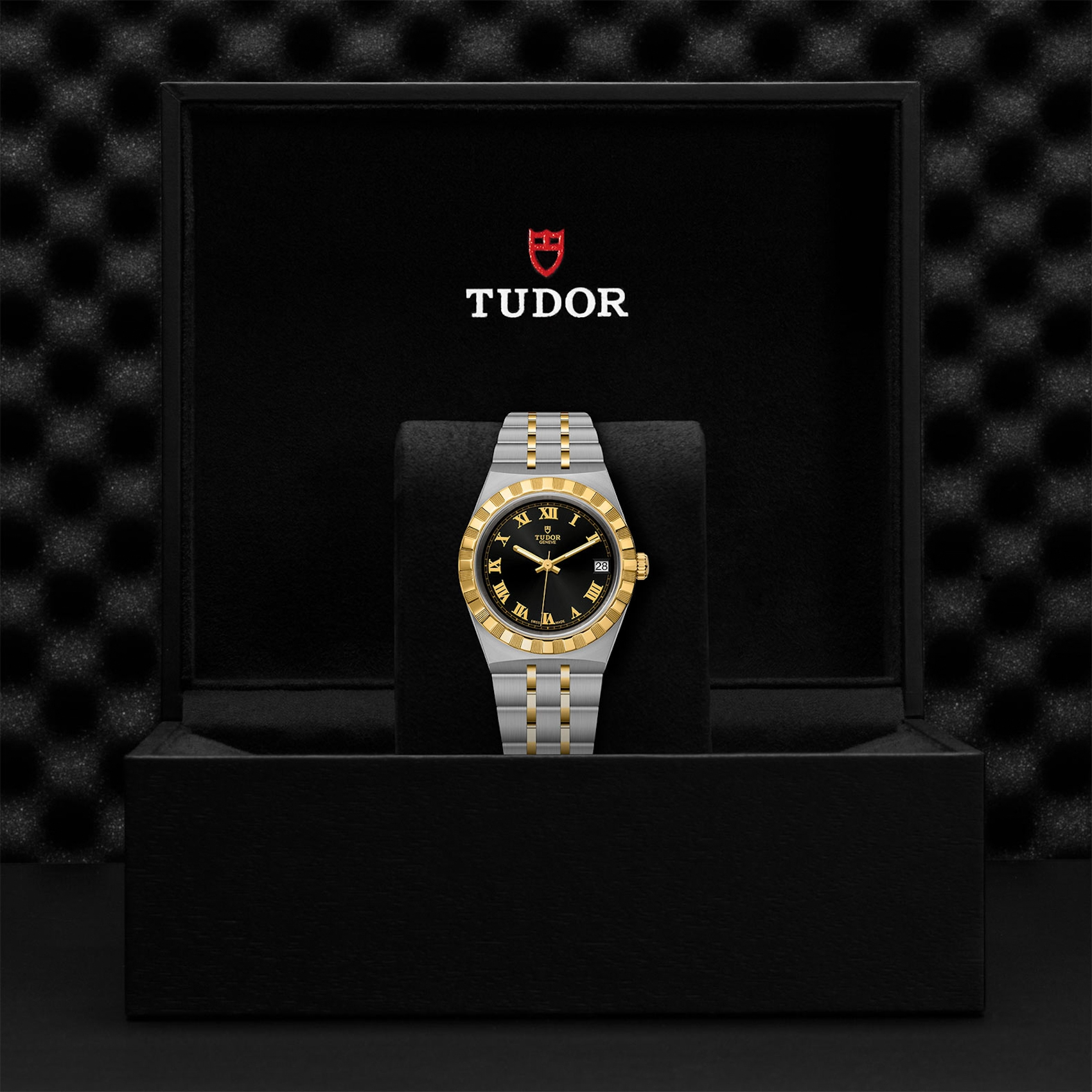 TUDOR Watch TUDOR Royal, 34mm Black Sunray Dial, Two-Tone Yellow Gold Bracelet (M28403-0003)