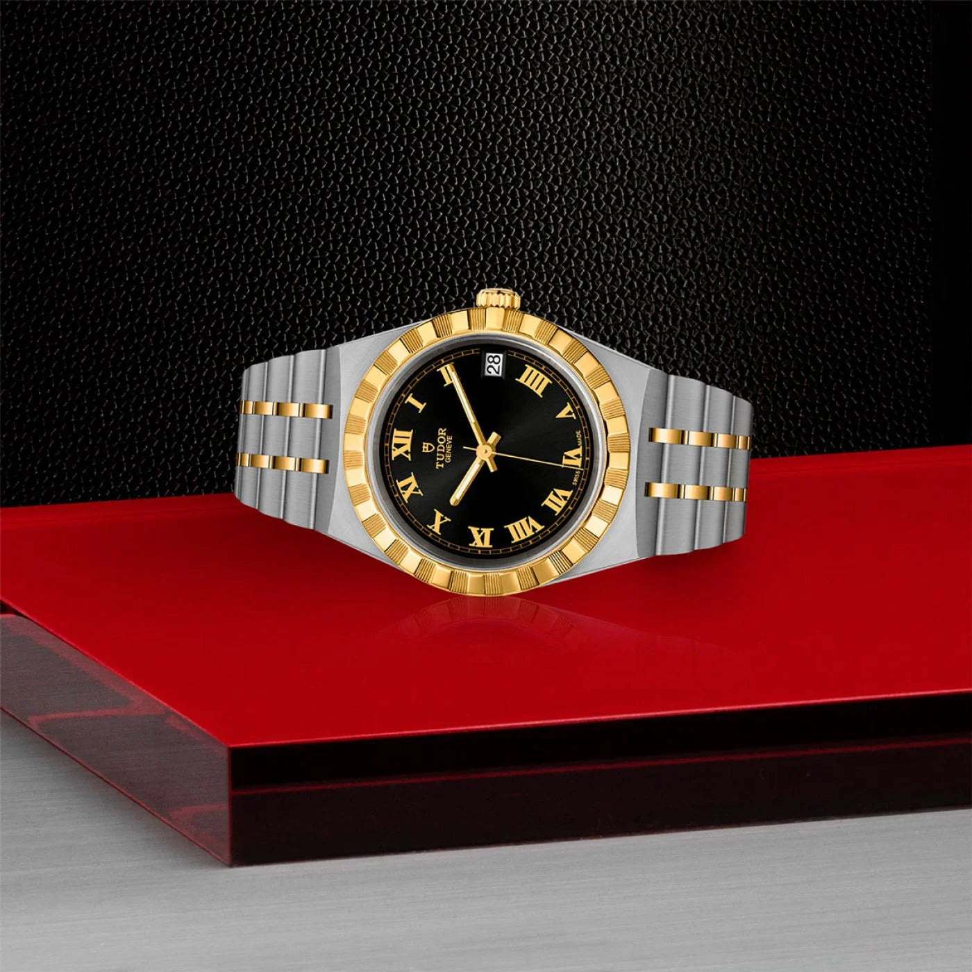 TUDOR Watch TUDOR Royal, 34mm Black Sunray Dial, Two-Tone Yellow Gold Bracelet (M28403-0003)