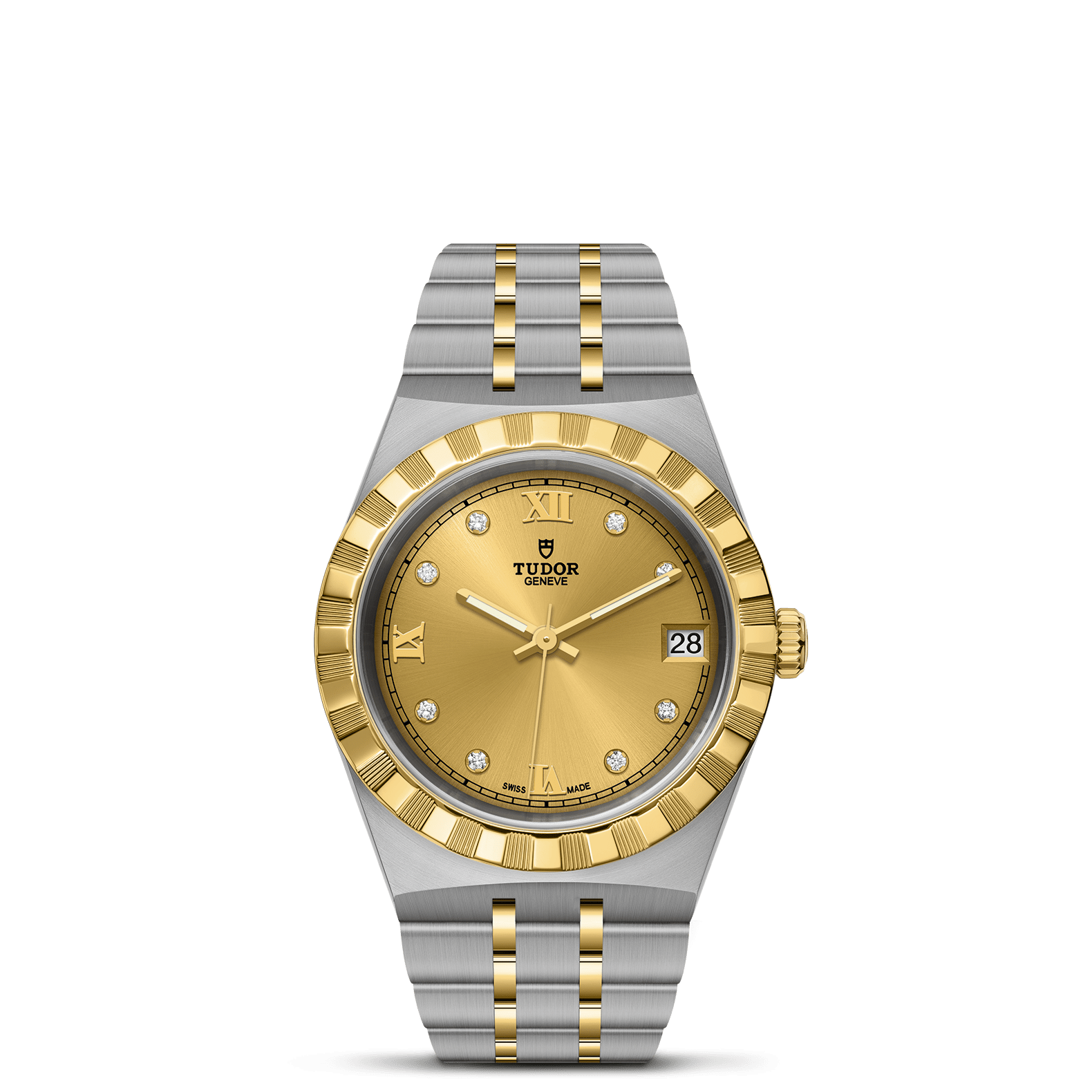 TUDOR Watch TUDOR Royal, 34mm Champagne Diamond Dial, Two-Tone Yellow Gold Bracelet (M28403-0006)