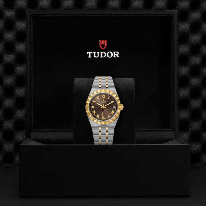 TUDOR Watch TUDOR Royal, 34mm Chocolate Brown Dial, Two-Tone Yellow Gold Bracelet (M28403-0008)