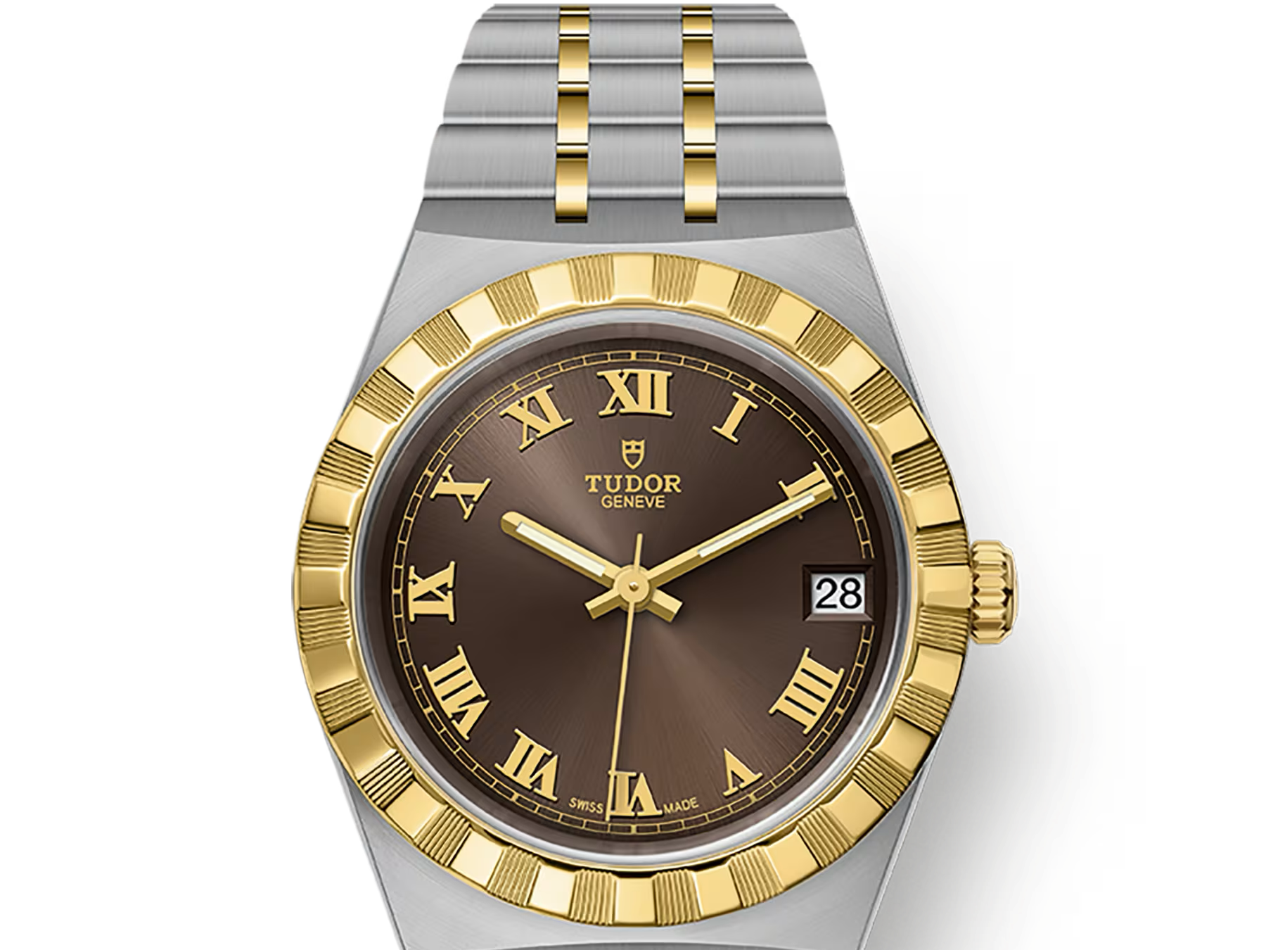 TUDOR Watch TUDOR Royal, 34mm Chocolate Brown Dial, Two-Tone Yellow Gold Bracelet (M28403-0008)