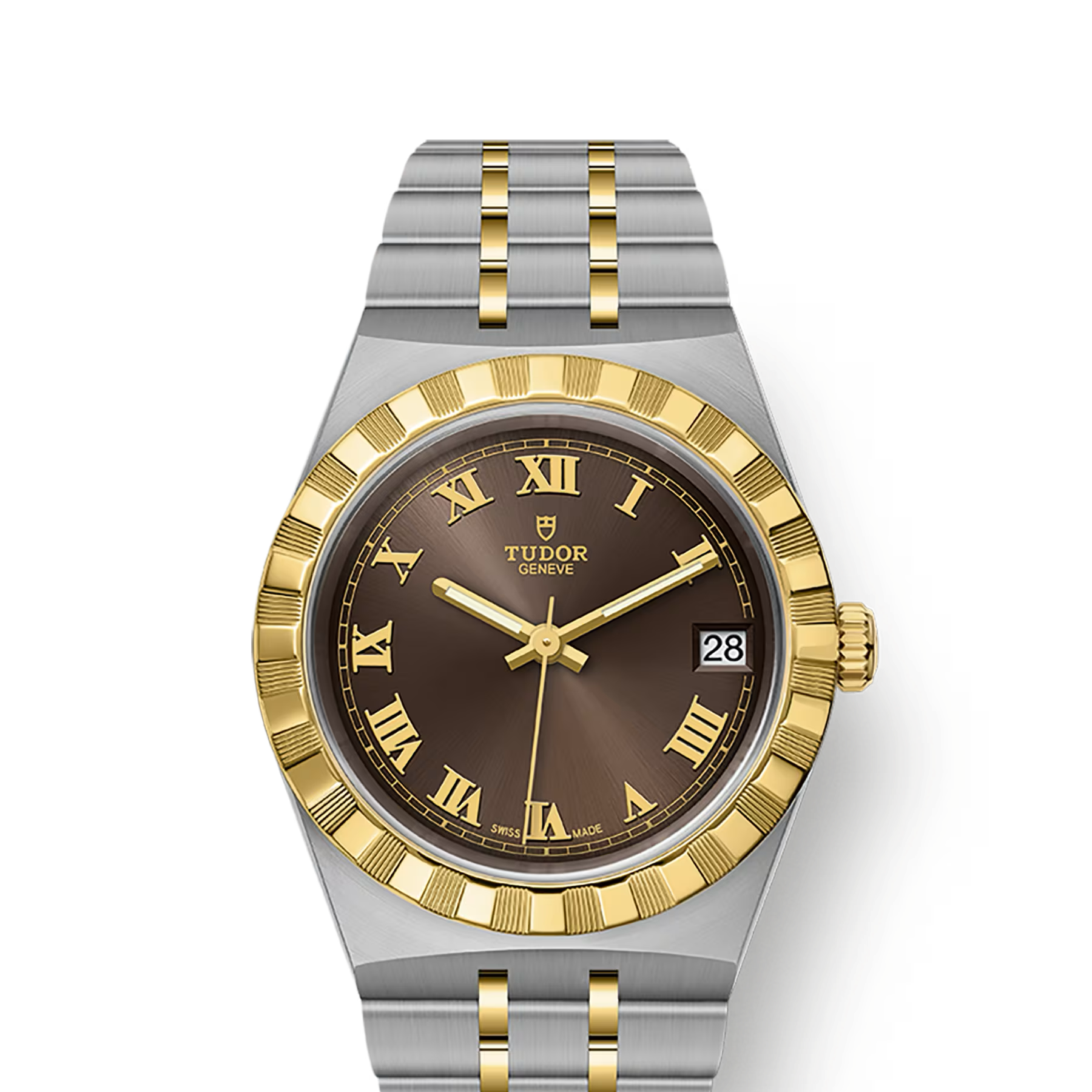 TUDOR Watch TUDOR Royal, 34mm Chocolate Brown Dial, Two-Tone Yellow Gold Bracelet (M28403-0008)