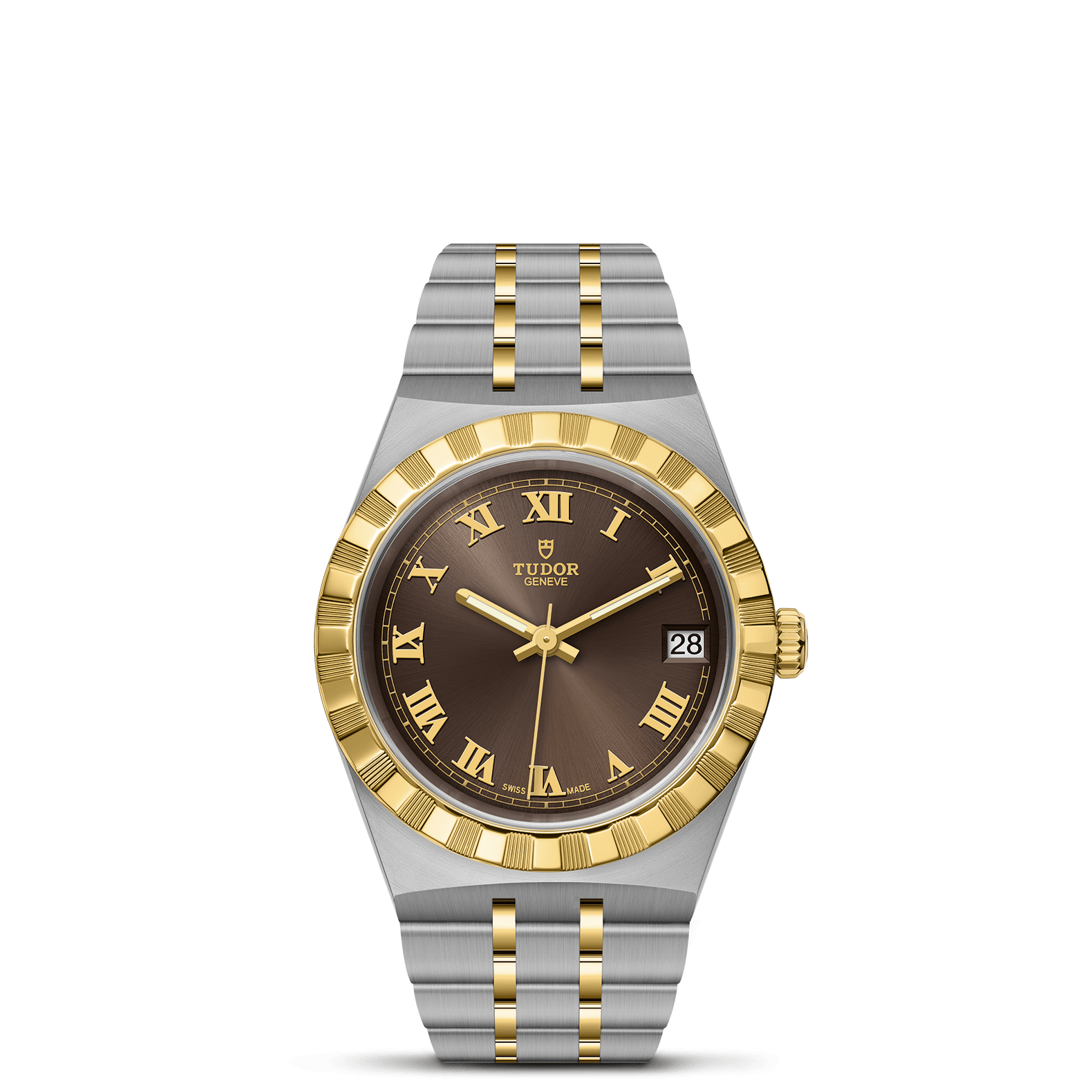 TUDOR Watch TUDOR Royal, 34mm Chocolate Brown Dial, Two-Tone Yellow Gold Bracelet (M28403-0008)