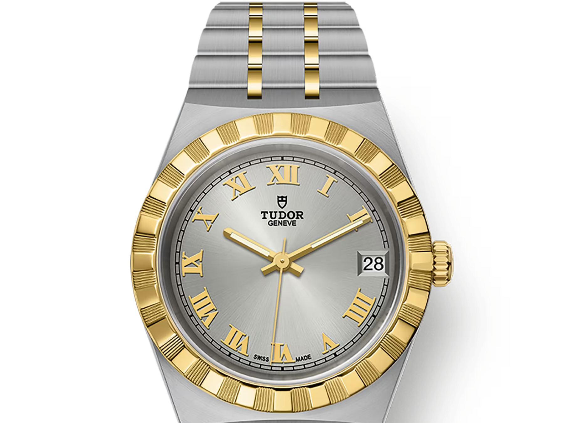 TUDOR Watch TUDOR Royal, 34mm Silver Sunray Dial, Two-Tone Yellow Gold Bracelet (M28403-0001)