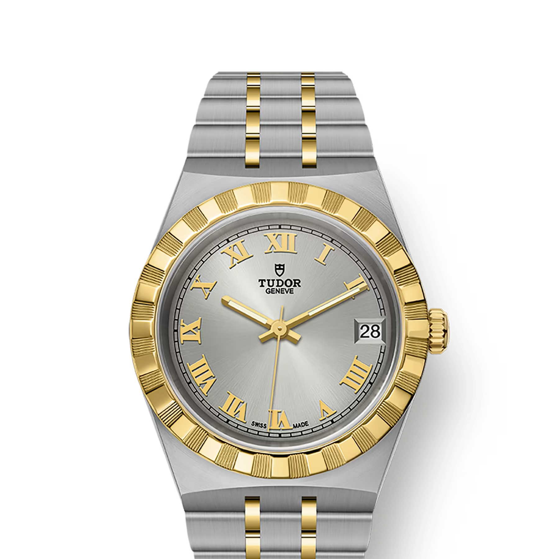 TUDOR Watch TUDOR Royal, 34mm Silver Sunray Dial, Two-Tone Yellow Gold Bracelet (M28403-0001)