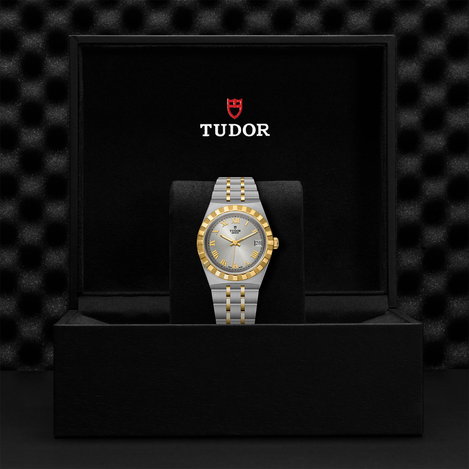 TUDOR Watch TUDOR Royal, 34mm Silver Sunray Dial, Two-Tone Yellow Gold Bracelet (M28403-0001)