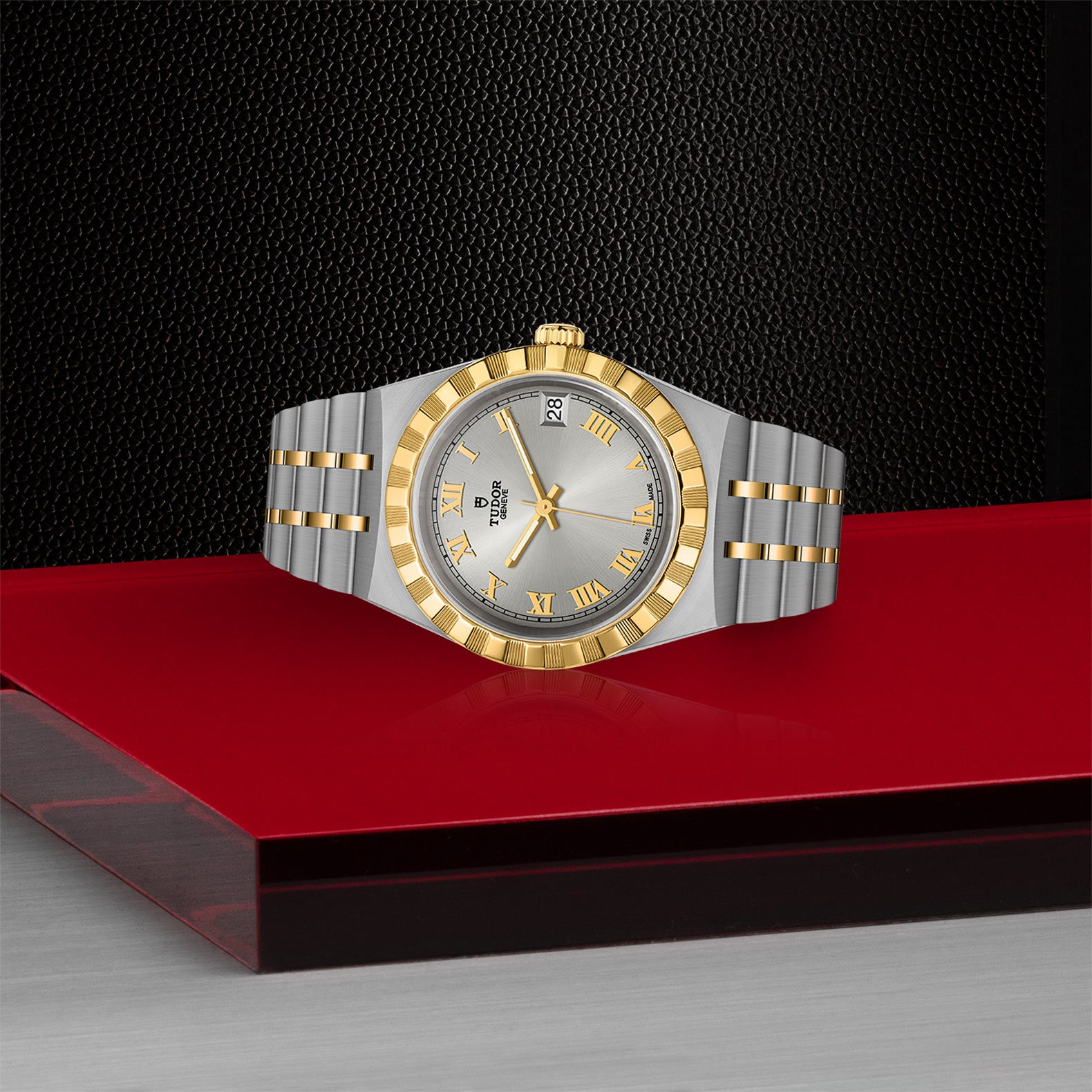 TUDOR Watch TUDOR Royal, 34mm Silver Sunray Dial, Two-Tone Yellow Gold Bracelet (M28403-0001)