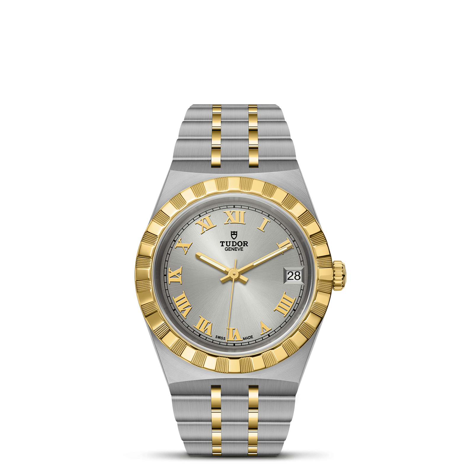 TUDOR Watch TUDOR Royal, 34mm Silver Sunray Dial, Two-Tone Yellow Gold Bracelet (M28403-0001)