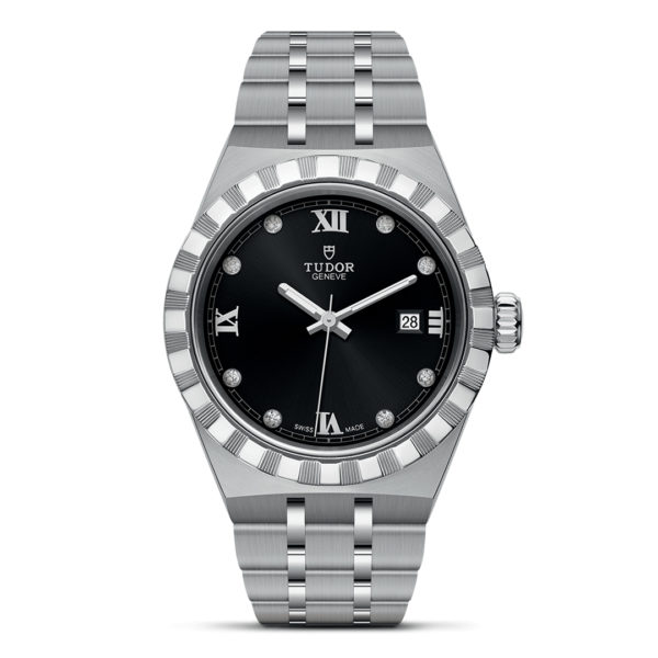 TUDOR Watch Tudor Royal Black Diamond Set Dial, Stainless Steel Bracelet (M28300-0004)
