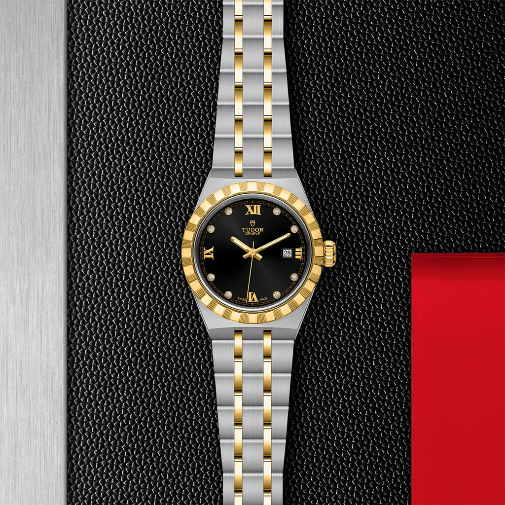 TUDOR Watch Tudor Royal, Black Diamond Set Dial, Steel Bracelet (M28303-0005)
