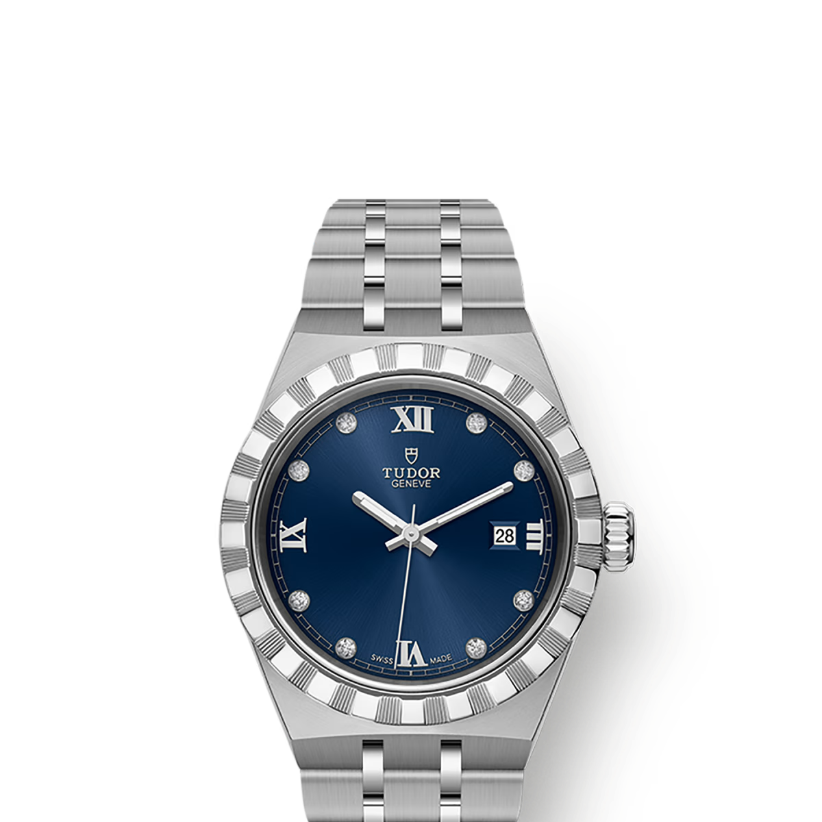 TUDOR Watch Tudor Royal, Blue Diamond Set Dial, Stainless Steel Bracelet (M28300-0007)