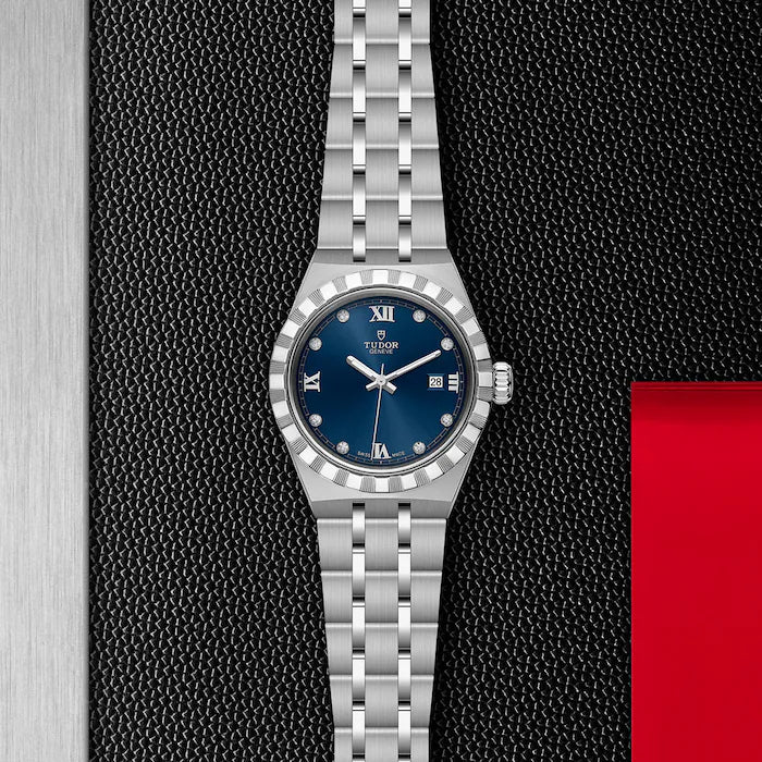 TUDOR Watch Tudor Royal, Blue Diamond Set Dial, Stainless Steel Bracelet (M28300-0007)