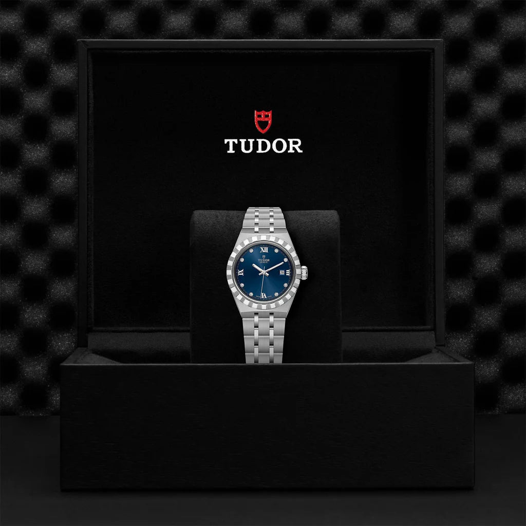 TUDOR Watch Tudor Royal, Blue Diamond Set Dial, Stainless Steel Bracelet (M28300-0007)