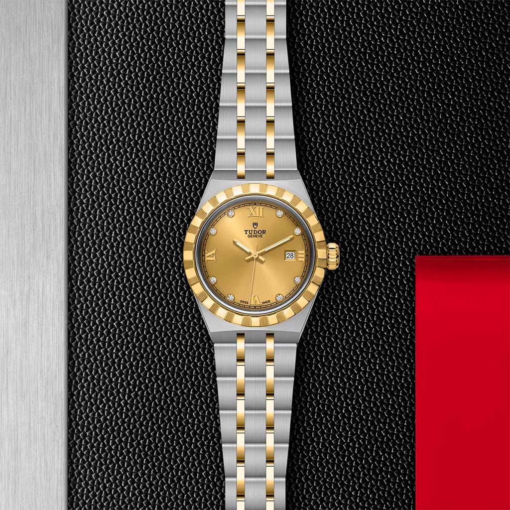 TUDOR Watch Tudor Royal, Champagne Diamond Dial, Steel Bracelet (M28303-0006)