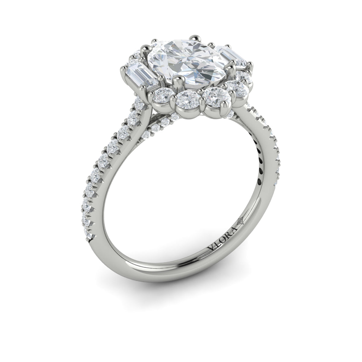 Vlora Engagement Ring Vlora 18k White Gold Oval Halo Engagement Ring Style Mounting