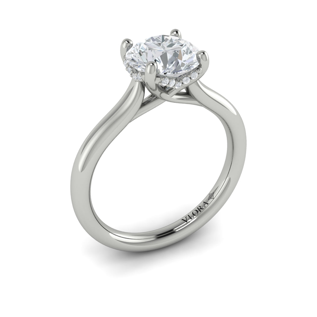 Vlora Engagement Ring Vlora 18k White Gold Round Solitaire Engagement Ring Mounting