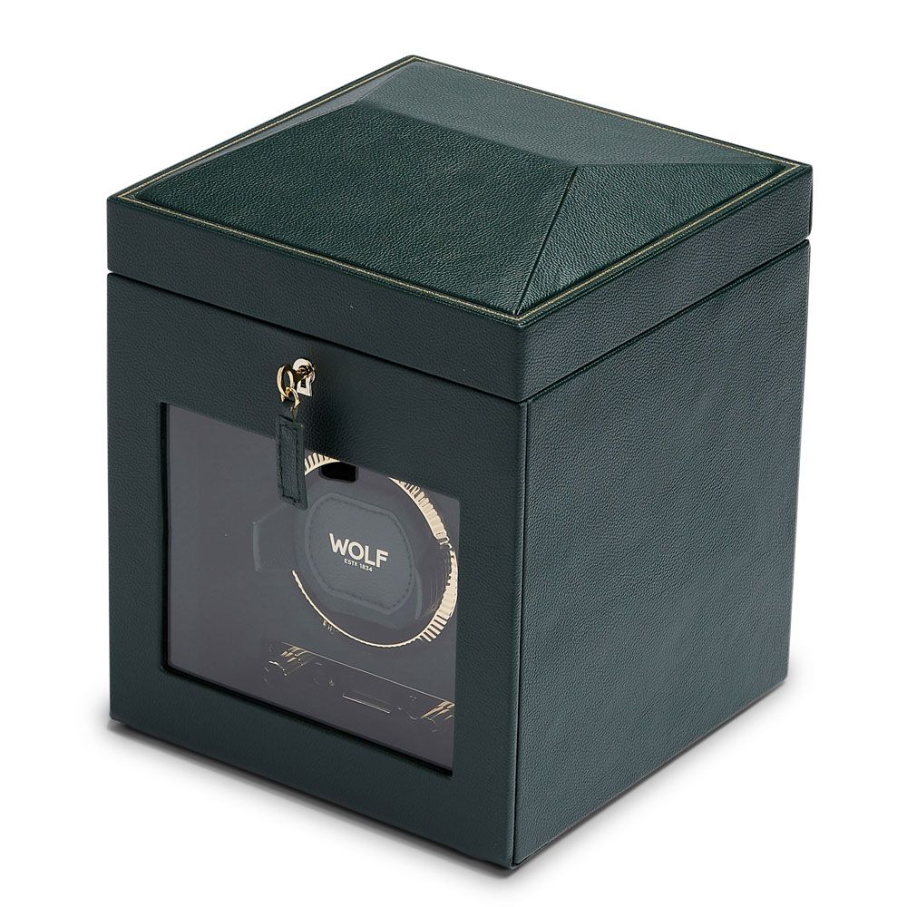 WOLF Designs Giftware WOLF British Racing Single Watch Winder with Storage, Green