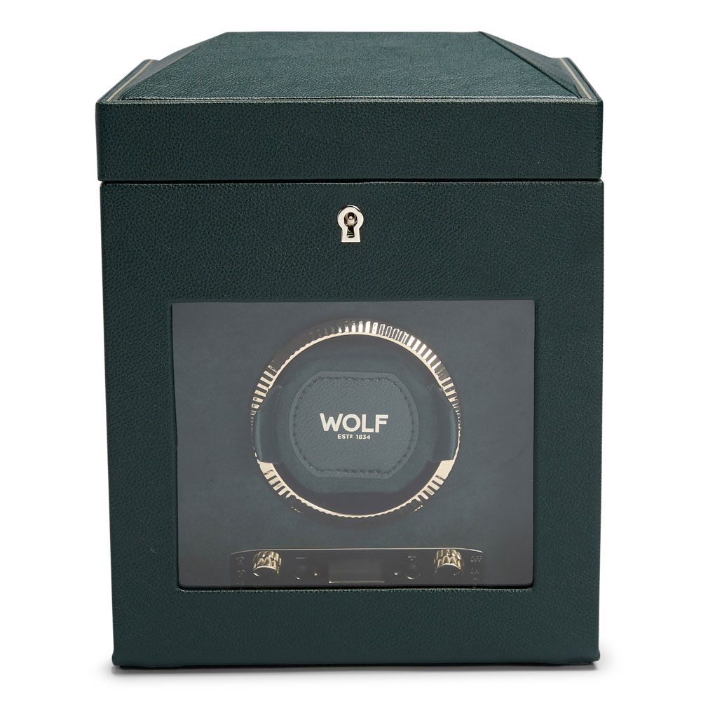 WOLF Designs Giftware WOLF British Racing Single Watch Winder with Storage, Green