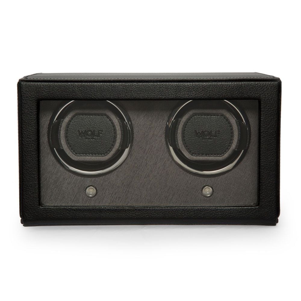 WOLF Designs Giftware WOLF Cub Double Watch Winder with Cover, Black