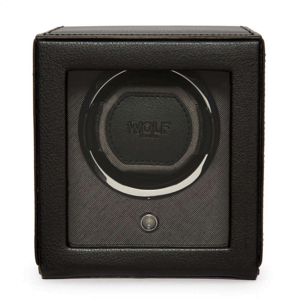 WOLF Designs Giftware WOLF Cub Single Watch Winder with Cover, Black