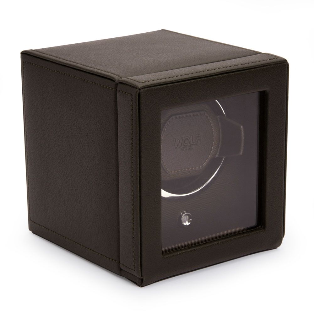 WOLF Designs Giftware WOLF Cub Single Watch Winder with Cover, Brown