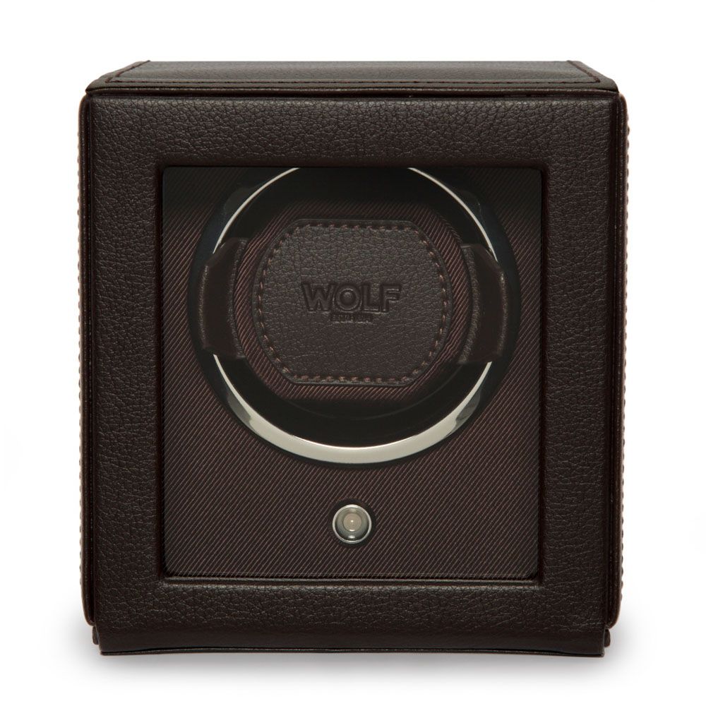 WOLF Designs Giftware WOLF Cub Single Watch Winder with Cover, Brown