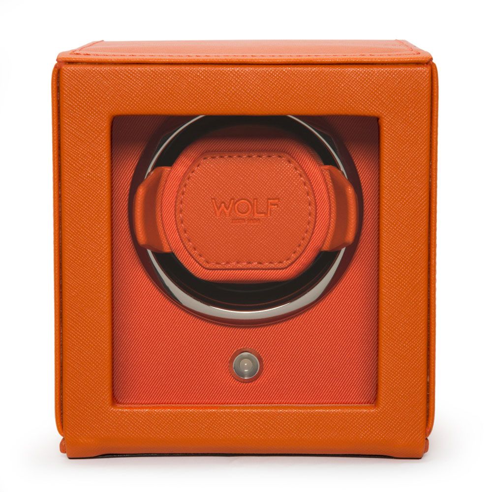 WOLF Designs Giftware WOLF Cub Single Watch Winder with Cover, Orange