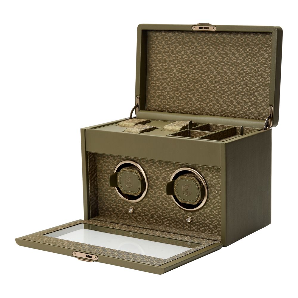 WOLF Designs Giftware WOLF Earth Double Watch Winder, Olive
