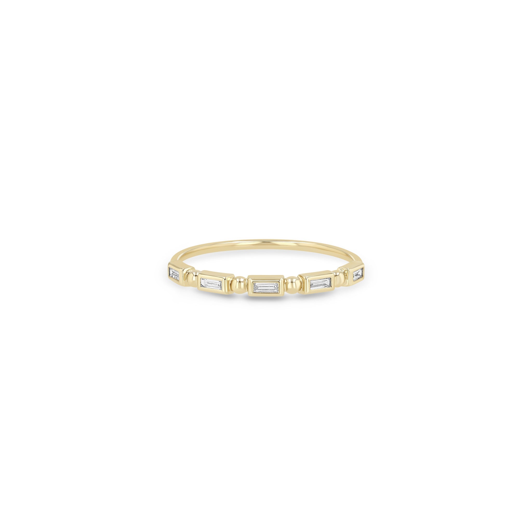 Zoë Chicco 14K Yellow Gold Bead and Baguette Diamond Ring