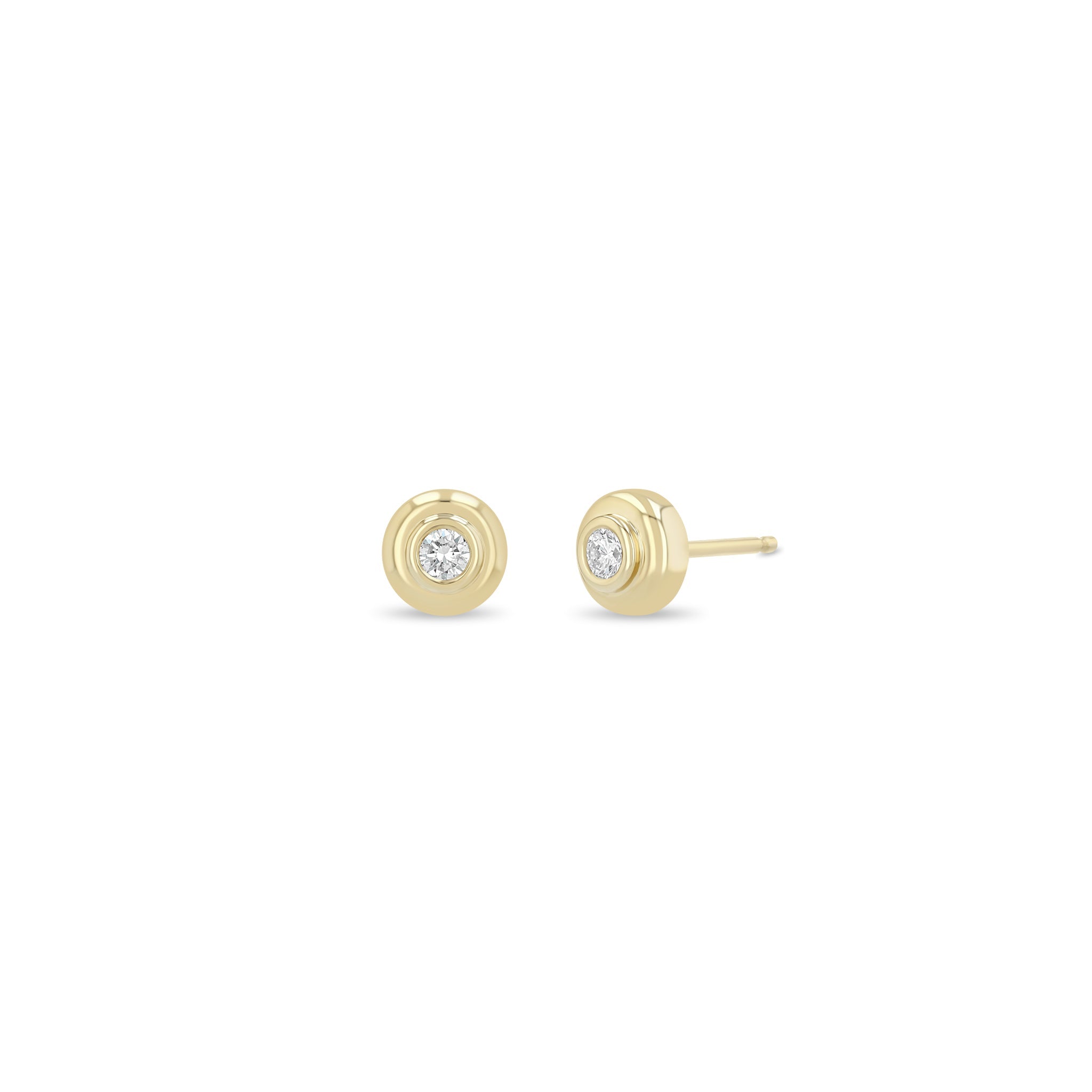 Zoë Chicco 14K Yellow Gold Bezel Diamond Apron Stud Earrings
