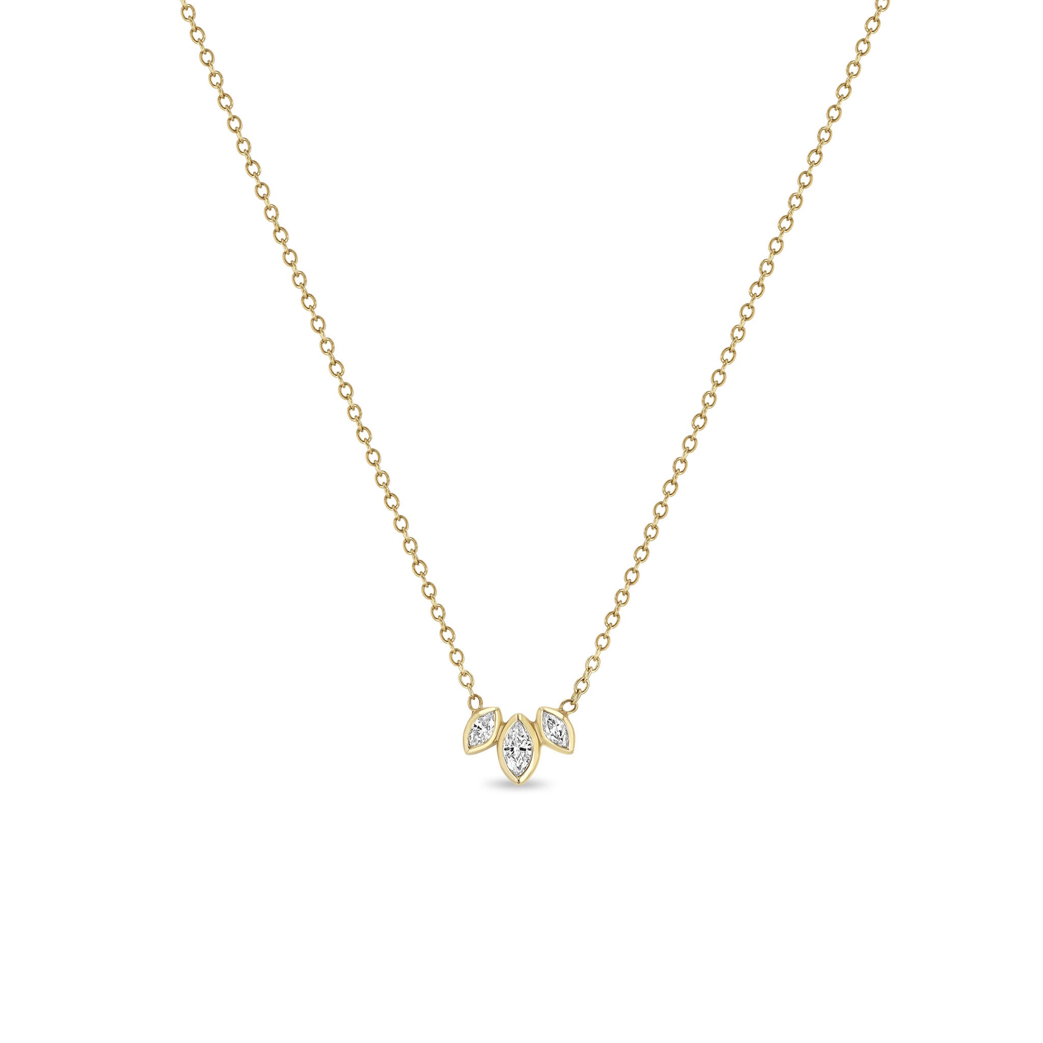 Zoe Chicco Necklaces and Pendants Zoë Chicco 14K Yellow Gold Fan Necklace with Marquis Diamonds
