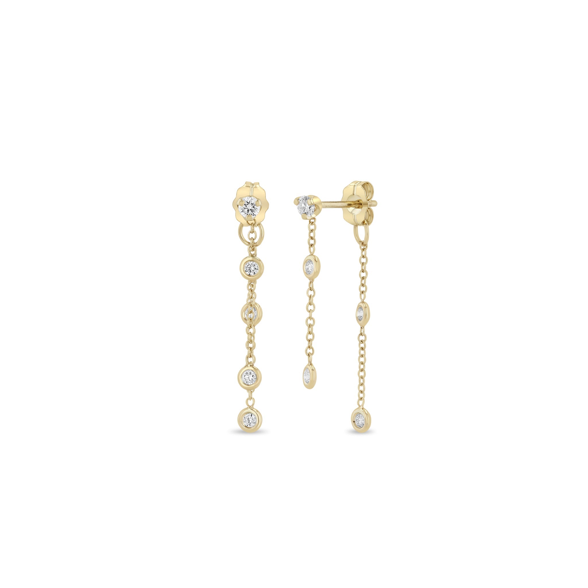 Zoë Chicco 14K Yellow Gold Floating Diamond Double Drop Earrings