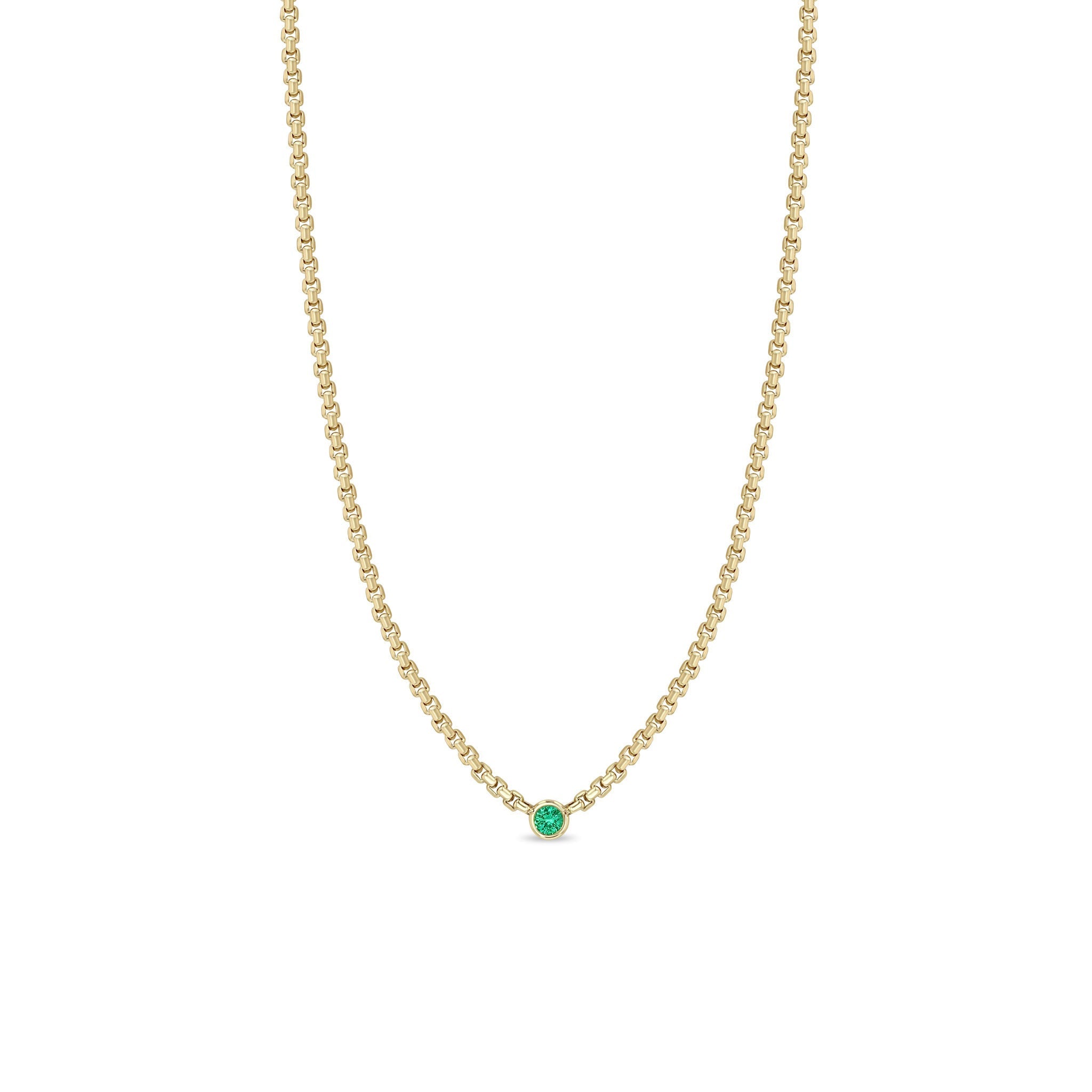 Zoë Chicco 14K Yellow Gold Floating Emerald Small Box Chain Necklace