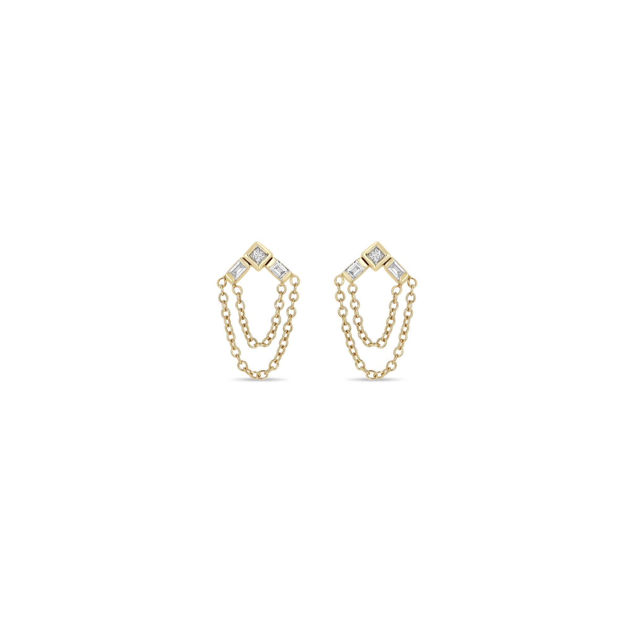Zoë Chicco 14K Yellow Gold Princess and Baguette Diamond Arrow Chain Drop Earrings