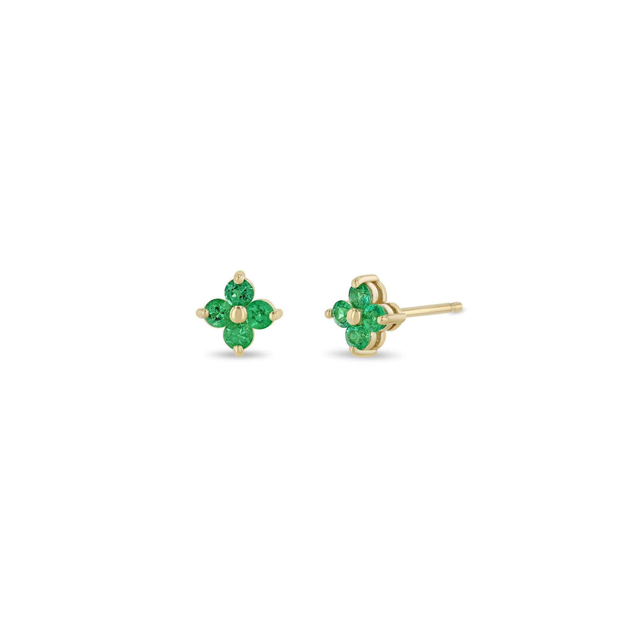 Zoë Chicco 14K Yellow Gold Prong Emerald Quad Stud Earrings