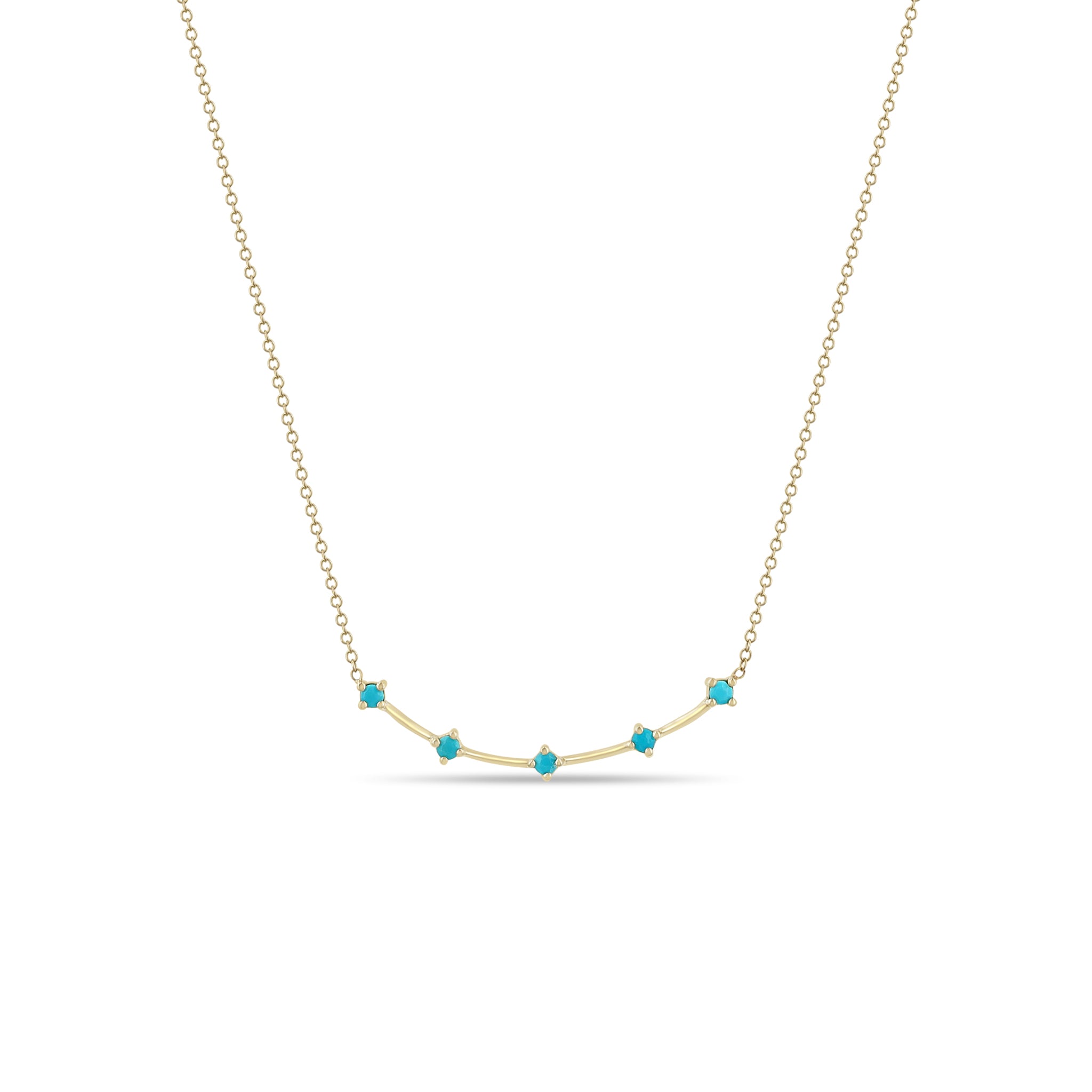Zoë Chicco 14K Yellow Gold Prong Turquoise Dash Curve Necklace