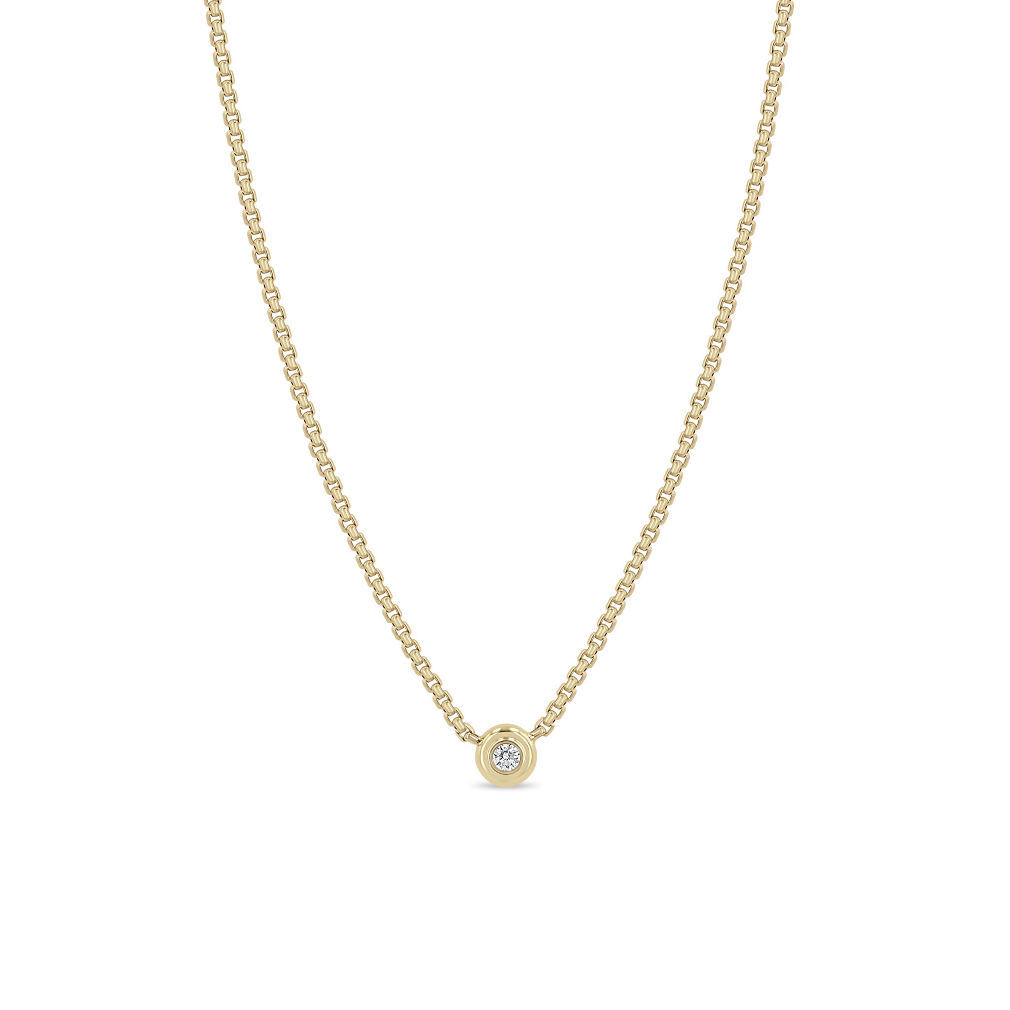 Zoë Chicco 14K Yellow Gold Small Bezel Diamond Apron Box Chain Necklace