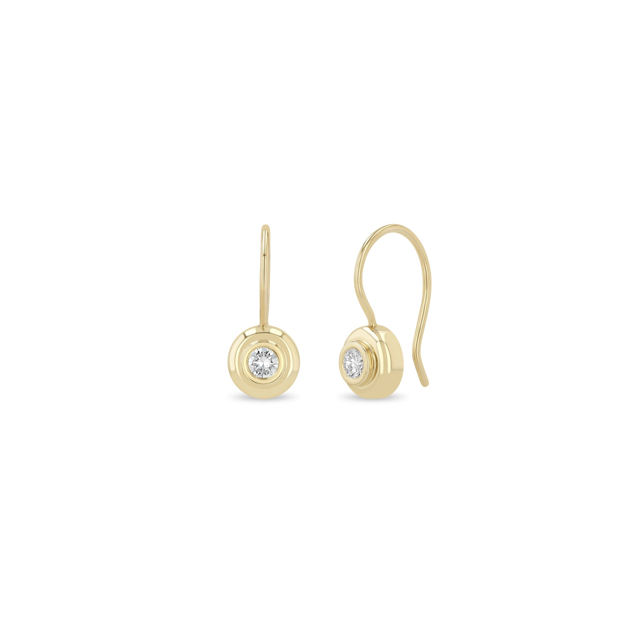 Zoë Chicco 14K Yellow Gold Small Bezel Diamond Apron Hook Earrings