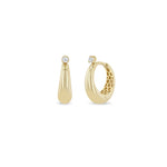 Zoe Chicco Earrings Zoë Chicco 14k Yellow Gold Tapered Hinged Hoops with Diamonds