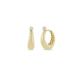 Zoe Chicco Earrings Zoë Chicco 14k Yellow Gold Tapered Hinged Hoops with Diamonds