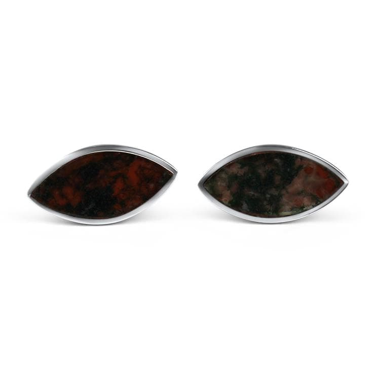 1870 Collection Earring Sterling Silver Moss Agate Stud Earrings