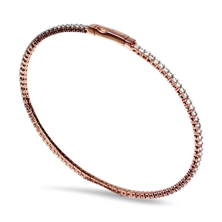 Christopher Designs Bracelet 14K Rose Gold Crisscut Diamond Memory Cuff Bracelet