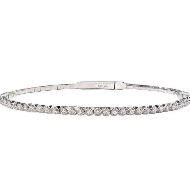 Christopher Designs Bracelet 14K White Gold Crisscut Diamond Memory Cuff Bracelet