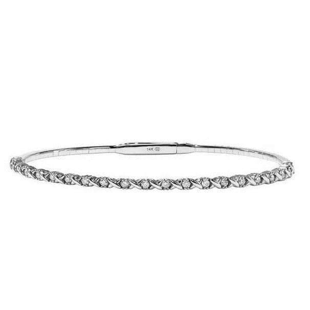 Christopher Designs Bracelet 14K White Gold Crisscut Diamond "X" Memory Cuff Bracelet