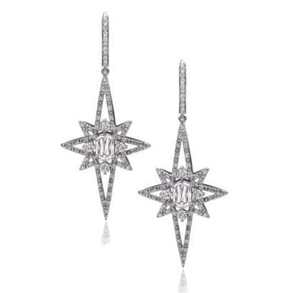 Christopher Designs Earring 14k White Gold L'Amour Crisscut Diamond Icicle Dangle Earrings