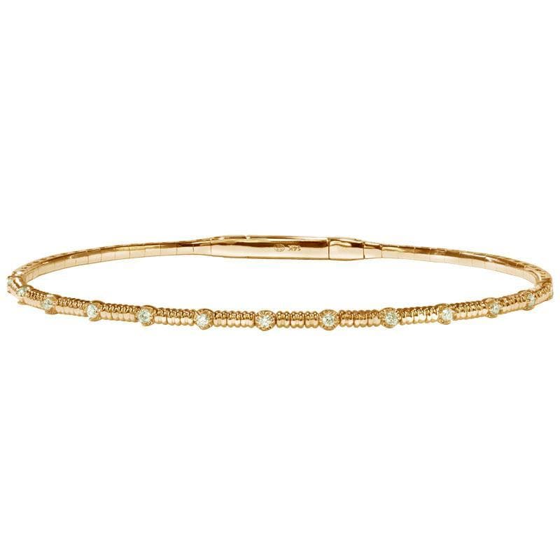 Christopher Designs Bracelet 14K Yellow Gold Crisscut Diamond Station Memory Cuff Bracelet